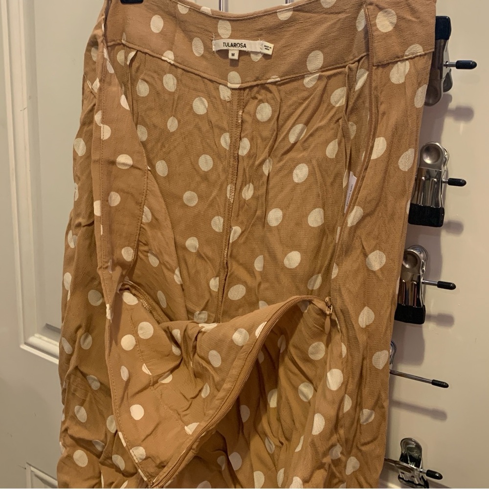 Tularosa Latte Tan White Polka Dot Maxi Marley Pant Viscose Trousers M $148.00 - Picture 10 of 14